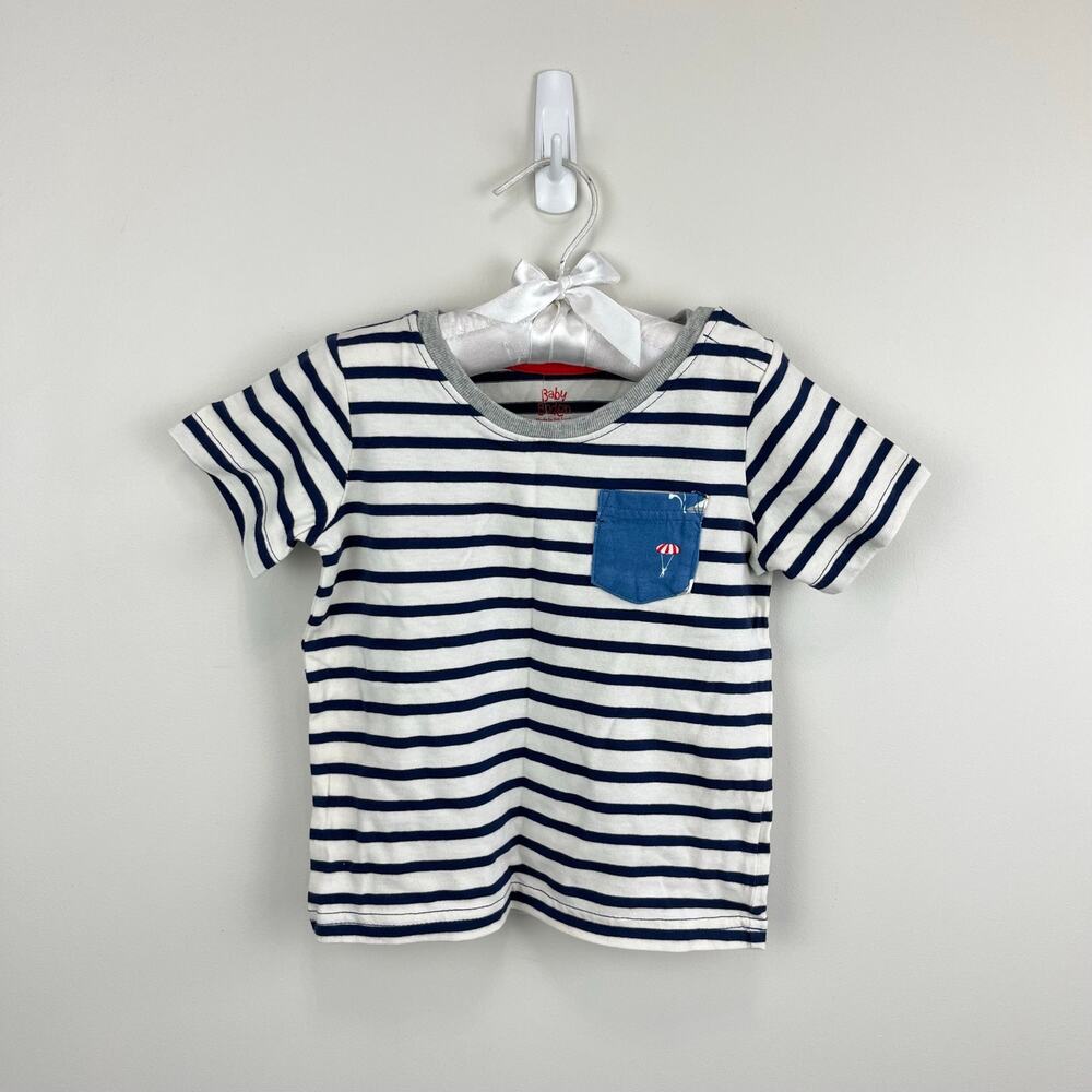 Mini Boden Short Sleeve Pocket T-Shirt Navy White Stripes 18-24 Months NWT